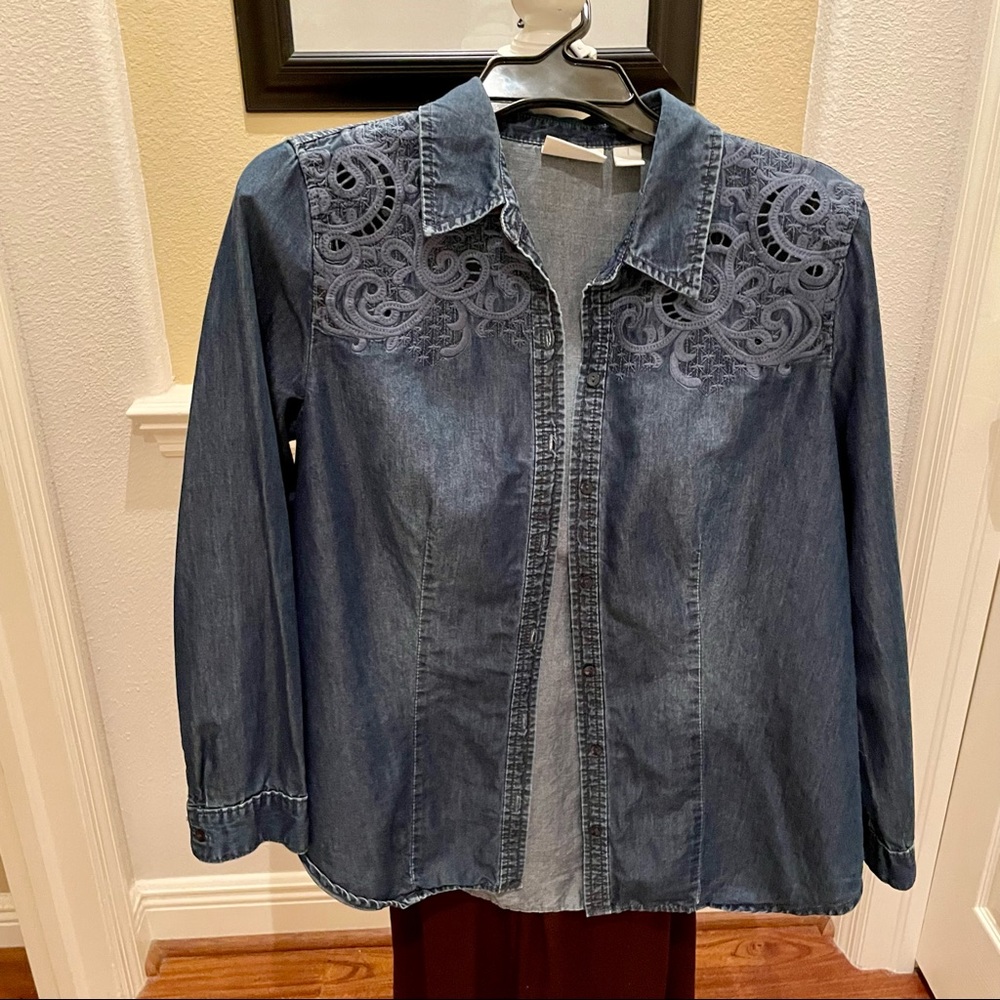 Embellished Button down Denim shirt